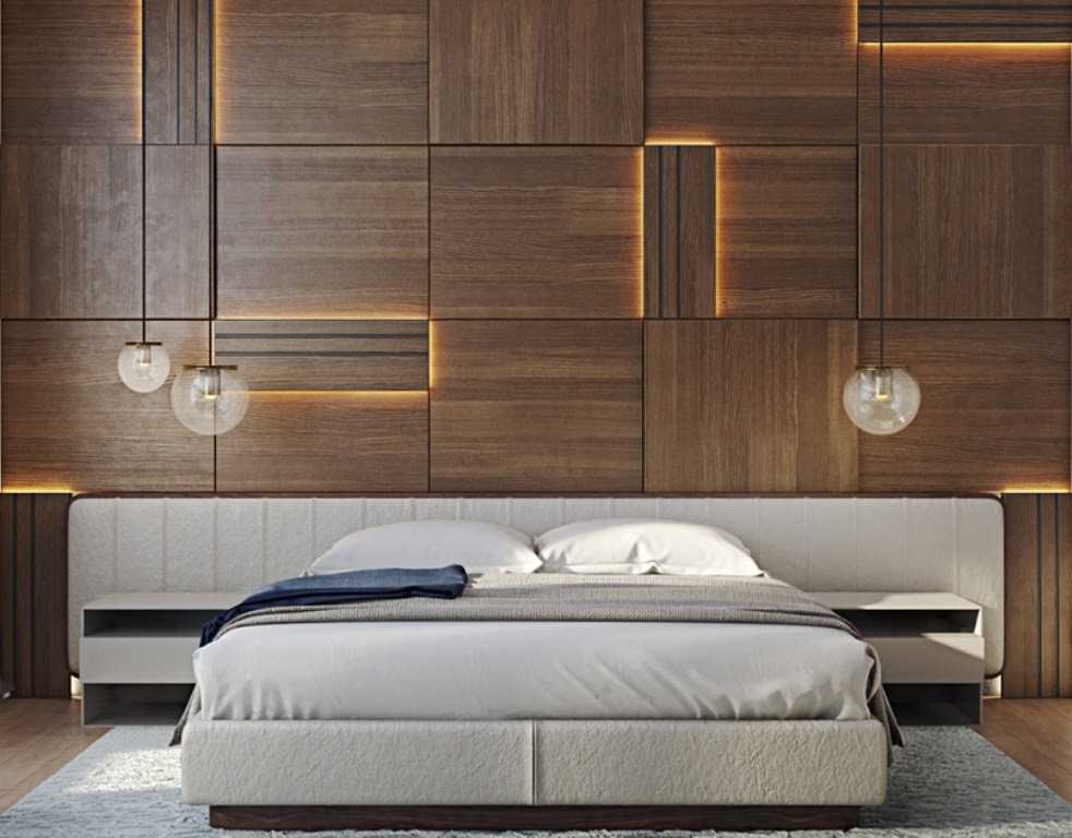 Backdrop Kamar Tidur Minimalis dengan Bahan Kayu