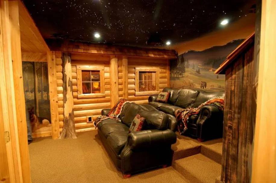 Desain Home Theater Bergaya Rustic