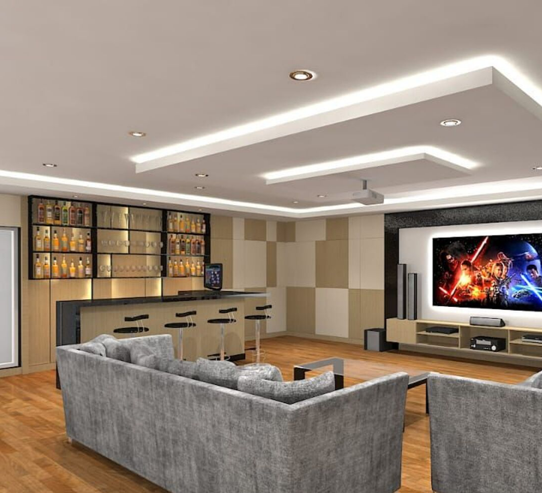 Desain Home Theater dengan Mini Bar