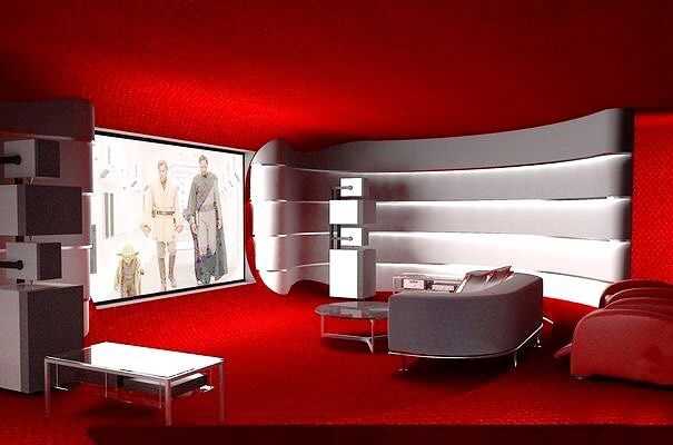 Desain Home Theater dengan Warna Terang