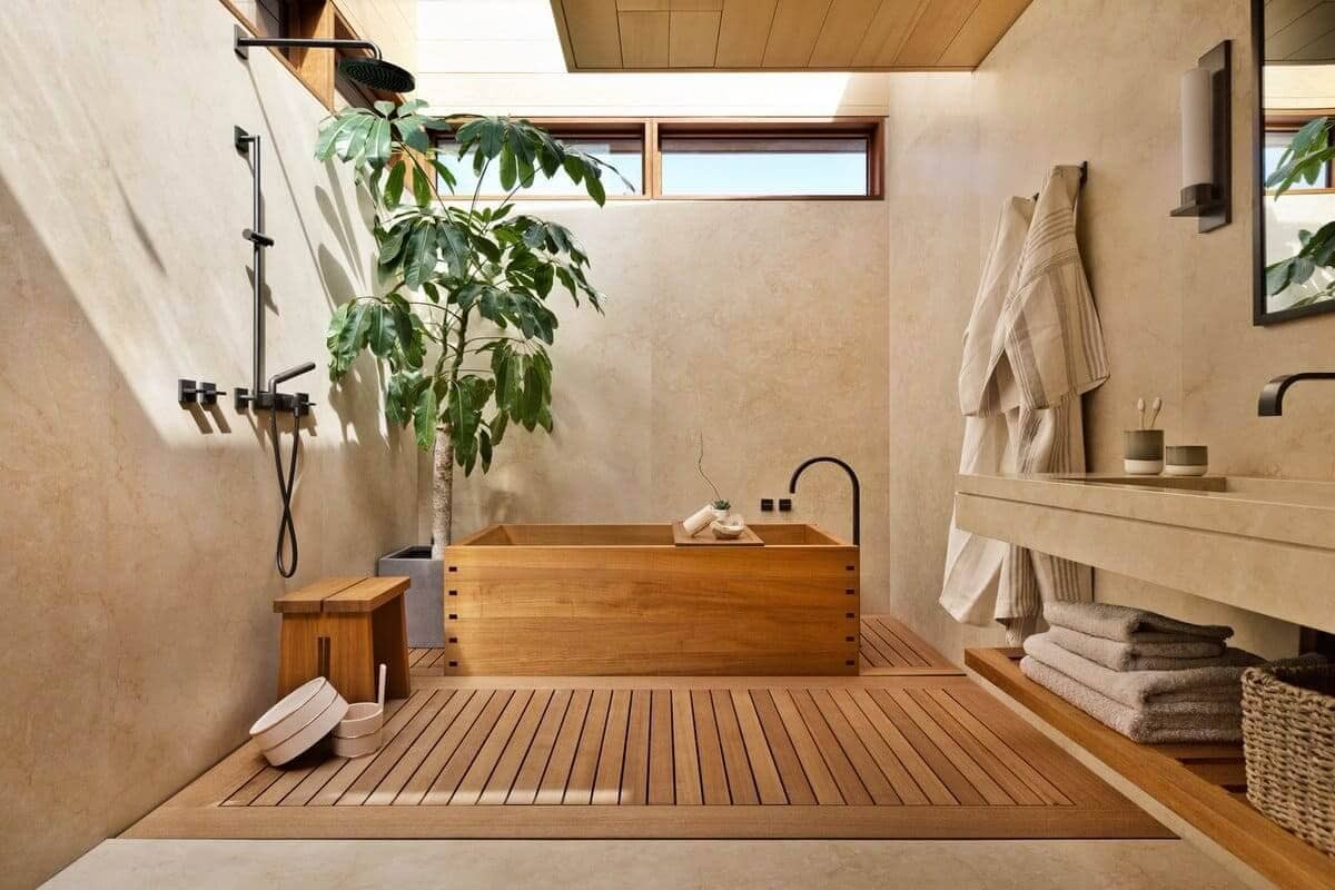 Kamar Mandi dengan Tema Earth Tone