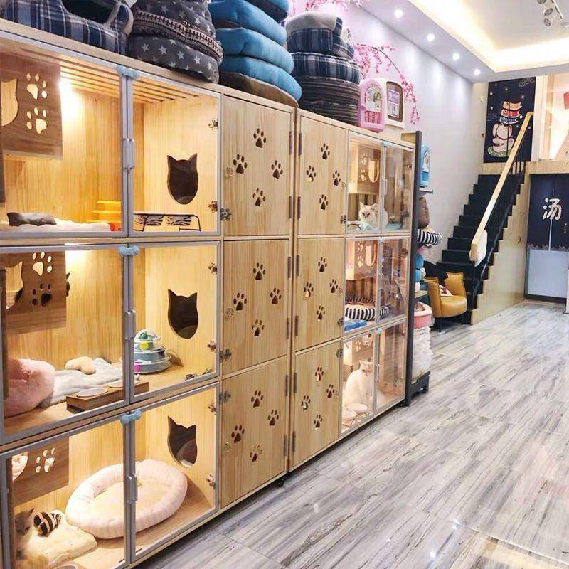 Cat Villa solid wood luxury cat cage cat cabinet cat house cat apartment  custom glass display cabinet Deluxe Double three-layer | Cat cages, Dog  hotel, Cat hotel