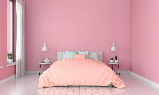 Pink Bedroom For Mockup Summer Color Concept 3d Rendering Stock Photo -  Download Image Now - iStock