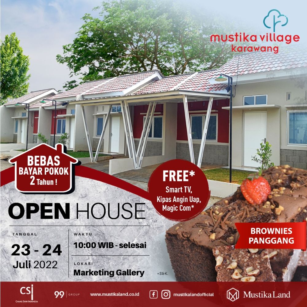 Open House Mustika Village Karawang Pesta Brownies Panggang 23 JULI 22 & 24 JULI 22