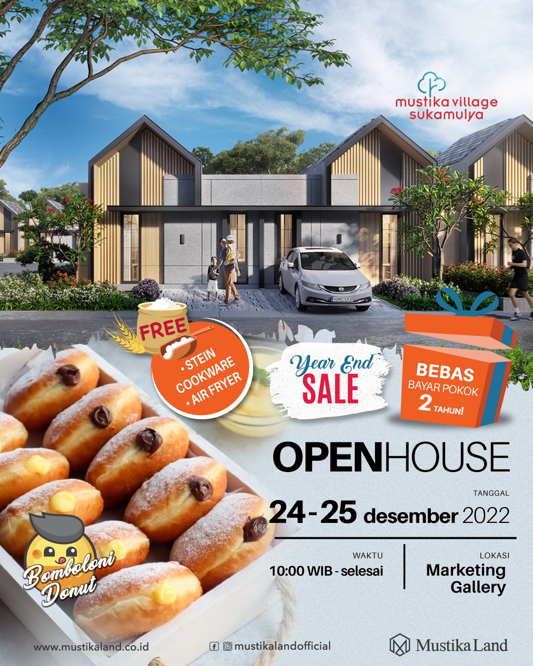 Open House Mustika Village Sukamulya Donut Party 24 DESEMBER 22 & 25 DESEMBER 22